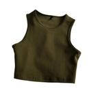 Top Cropped Feminino Retrô De Cintura Alta, Sem Mangas, Elástico E Modelador Para O Verão