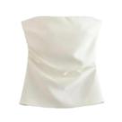 Top Cropped Feminino sem alça Sem Mangas Ombro a Ombro Branco Preto Rosa Costas Abertas Sexy