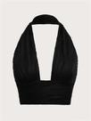Top Cropped Feminino Sem Costas Estilo Halter Sem Mangas Verão 2024 Y2K Grunge High Street