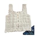 Top Cropped Feminino Sem Mangas Em Crochê Com Bordado De Renda, Estilo Boho Para Primavera E Verão