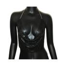Top Cropped Feminino Sexy Com Lantejoulas Metálicas Douradas E Prateadas, Sem Costas, Para Verão,