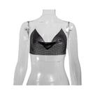 Top Cropped Feminino Sexy Com Lantejoulas Metálicas E Decote Halter, Moda Y2K Para Noite De Verão