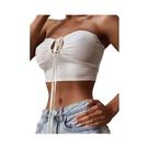 Top Cropped Feminino Sexy Sem Mangas, Com Costas Nuas, Franzido, Com Amarração E Laço, Estilo