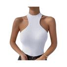 Top Cropped Feminino Slim De Malha Canelada Sem Mangas, Moda Verão, Sexy, Elástico, Cor Sólida