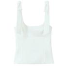 Top Cropped Feminino Verão - Amarelo e Branco - Sem Mangas - Decote Assimétrico
