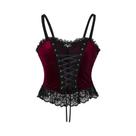 Top Cropped Feminino Vermelho Vinho Com Renda E Costas Abertas, Estilo Gótico Y2K, Ajuste Slim,