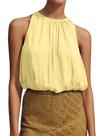 Top cropped halter feminino Ythomm com babado amarelo Top cropped halter feminino Ythomm com babado amarelo