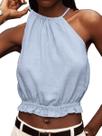 Top cropped halter IDEALSANXUN azul sem mangas XL