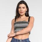 Top Cropped Lança Perfume Reto Com Aplicação Feminino