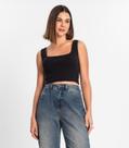 Top Cropped Ribana Básico Rovitex Preto Top Cropped Ribana Básico Rovitex Preto