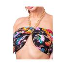 Top Cropped Rosa Com Lantejoulas Florais Bordadas, Estilo Y2K, Com Amarração No Pescoço, Forro