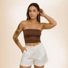 Top Cropped sem alça Feminino Suplex Básico