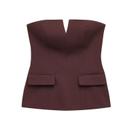 Top Cropped sem alça Off-White Sem Costas Para Mulheres, Regata Tubo Corset Sem Mangas Para O
