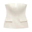 Top Cropped Sem Alças Para Mulheres, T-Shirt Sólida Para Primavera E Verão, Tendência De Escritório