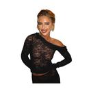 Top Cropped Sexy E Elegante Para Mulheres, Com Renda, Mangas Longas, Transparente, Gola Assimétrica,