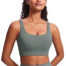 Top CRZ YOGA Butterluxe com Decote U e Costas Abertas Cinza Sálvia P