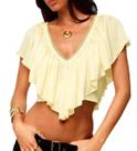 Top curto Awoscut Vintage Boho com babados, decote em V, costas abertas
