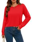 Top curto de manga comprida YUCOLEN para mulheres vermelho XL