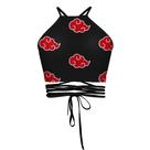 Top Curto Feminino Preto Sexy Estilo Tank Top Sasuke Akatsuki Cosplay, Maiô Curto Com Faixas, Moda