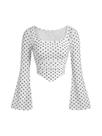 Top curto SweatyRocks, malha, gola quadrada, franzido, branco, 10Y