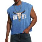 Top curto VikkBiss masculino Western Cowboy Cowboy, caveira azul