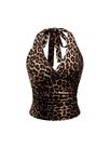 Top curto WDIRARA com estampa de leopardo sem mangas para mulheres Top curto WDIRARA com estampa de leopardo sem mangas para mulheres