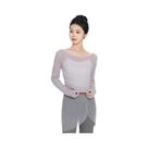 Top de balé feminino manga plissada camisa de dança verão recortado roupa de dança justa