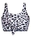 Top de biquíni com gola redonda com nó frontal, leopardo, branco XXL Top de biquíni com gola redonda com nó frontal, leopardo, branco XXL