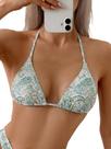 Top de biquíni Milumia com estampa floral triangular azul para mulheres