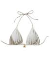 Top de biquíni Milumia Floral Halter Triangle Cup bege para mulheres