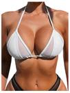 Top de biquíni Verdusa Mirco Mesh sem encosto branco