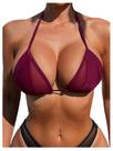 Top de biquíni Verdusa Mirco Mesh sem encosto vermelho violeta