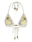 Top de biquíni ZAFUL Triangle Halter Bordado em Veludo Bordado