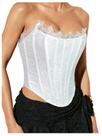 Top de espartilho BEAUDRM Y2K floral com cadarço branco sem encosto XS-L