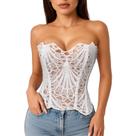 Top de espartilho LEACOOLKEY, renda floral transparente texturizada