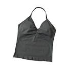 Top De Ginástica Feminino Longline Com Alças E Costas Abertas, Top De Yoga Com Efeito Scrunch Para