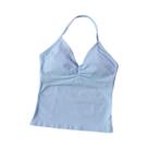 Top De Ginástica Feminino Longline Com Alças E Costas Abertas, Top De Yoga Com Efeito Scrunch Para