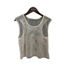 Top De Malha Com Cristais E Diamantes Para Mulheres, Ajuste Slim, Gola Redonda, Cropped, Verão