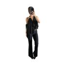 Top De Malha Com Detalhes Metálicos Elegantes Para Mulheres, Halter, Costas Descobertas, Com Ruches
