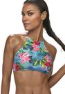 Top de Praia Alto Floral DeMillus 72139 Azul Capri