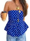 Top de tubo Tankaneo feminino sem alças, bolinhas, azul, estilo Y2K Top de tubo Tankaneo feminino sem alças, bolinhas, azul, estilo Y2K