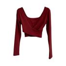 Top De Yoga Feminino De Manga Longa Com Almofada Para O Peito E Costas Cruzadas Para Corrida
