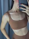Top Essence Poliamida Fitness Alça Sustentação Avelã