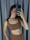 Top Essence Poliamida Fitness Alça Sustentação Avelã