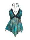Top feminino BEAUDRM com estampa de leopardo, frente única, sem encosto, azul azul-petróleo