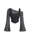 Top feminino BEAUDRM de malha de manga comprida Y2K Off The Shoulder