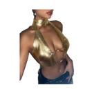 Top Feminino Com Lantejoulas Metálicas E Correntes, Estilo Europeu Americano, Sensual E Arrojado, Top Feminino Com Lantejoulas Metálicas E Correntes, Estilo Europeu Americano, Sensual E Arrojado,