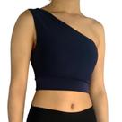 Top Feminino Cropped Regata Um Ombro Liso Mula Manca Suplex Pp ao Plus Size