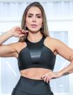 Top Feminino Fitness com Recortes em Tela e Cirrê sem Bojo