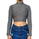 Top Feminino Manga Longa Gola Alta Justo Liso Suplex Pp ao Plus Size